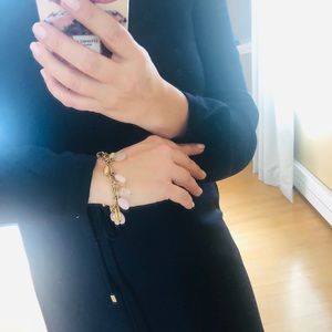DYRBERG KERN charm gold bracelet rose quartz